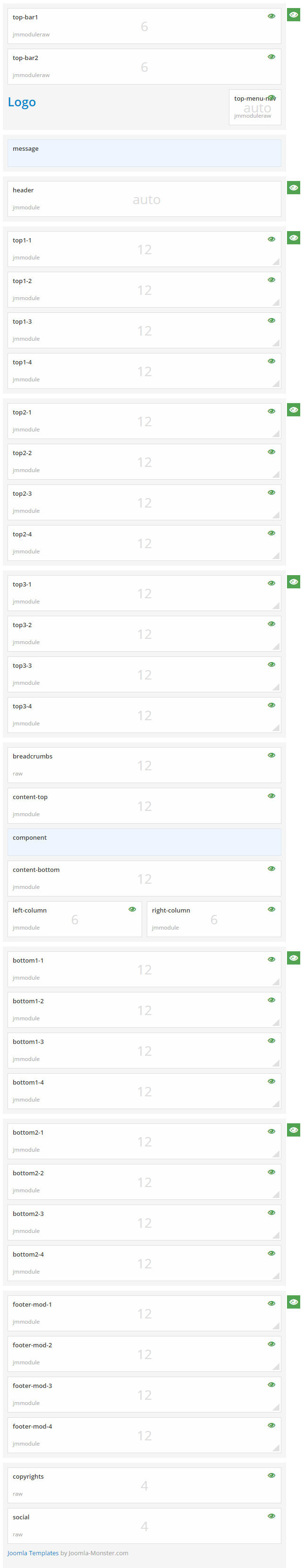 Module positions for small screen